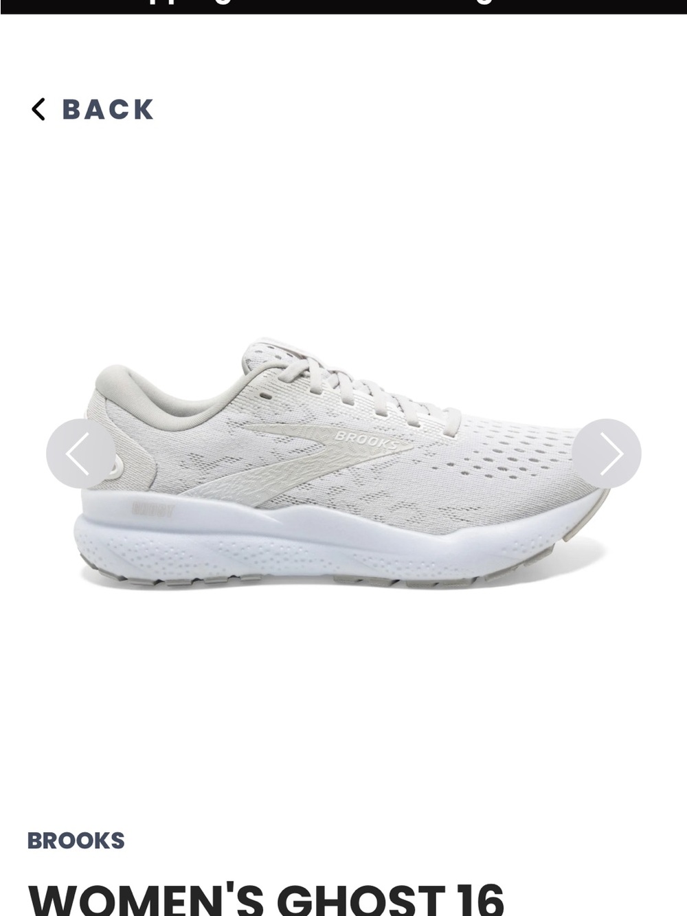 Brooks Women's Ghost 16 Running Shoe - White